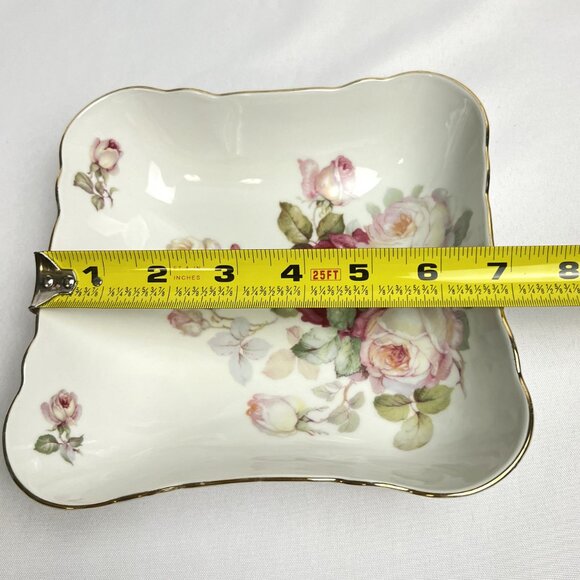 Schumann Arzberg Vintage Germany Porcelain Square Floral Bowl Gold Trim European - Picture 9 of 10